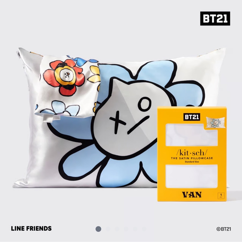 BT21 meets Kitsch Standard Full / Queen Satin Pillowcase Pillow Case VAN NWT
